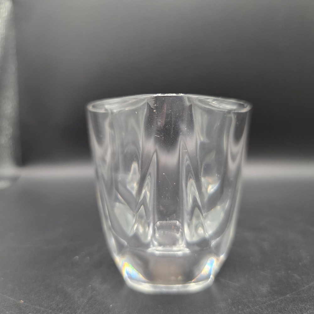 VTG Val St Lambert Tricore Crystal Bowl Votive Holder Signed Belgian Lead Glass